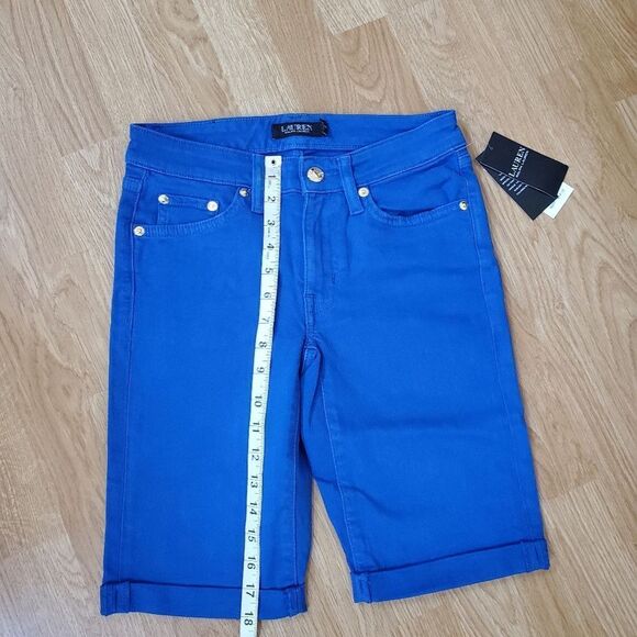 NEW! Ralph Lauren Mid-Rise Denim Bermuda Shorts - size 0 in Cobalt Blue - Picture 7 of 10